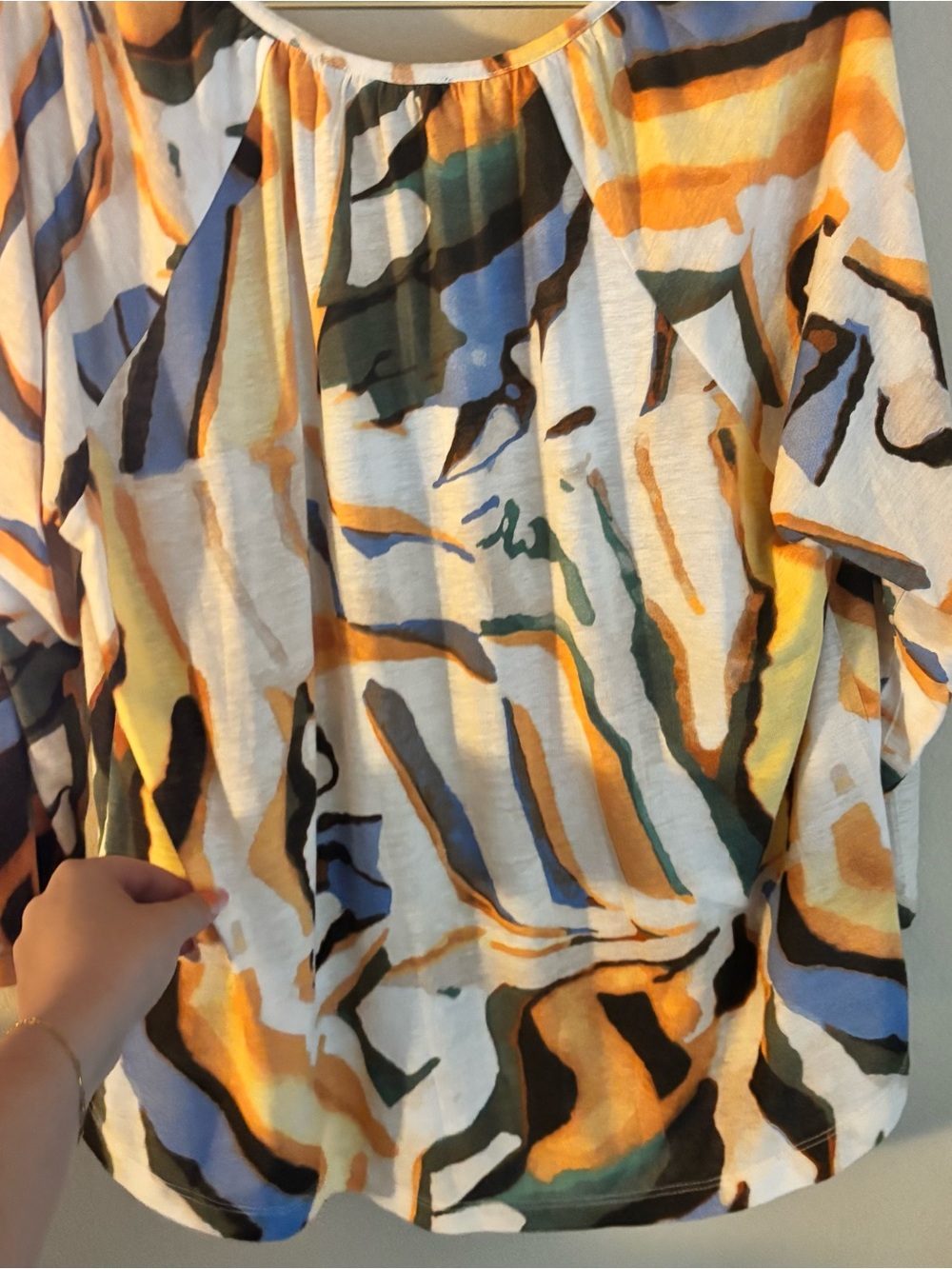 Tribal Abstract Print Cowl Neck Tunic Top M - Picture 6 of 7